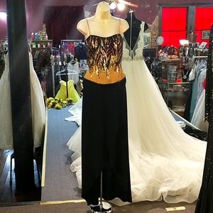 Precious Formals Sequined, Beaded, Slit, Gown